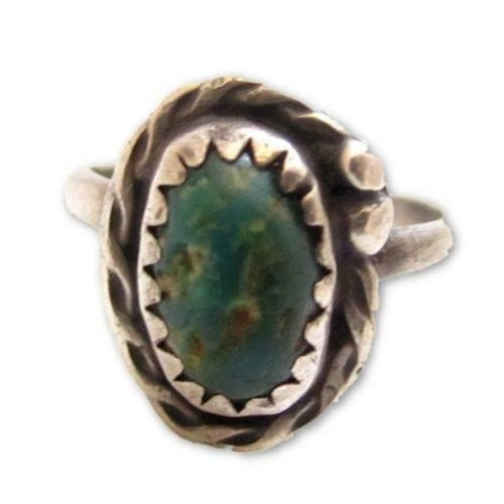 Green Turquoise Southwest Vintage Sterling Silver 925 Gemstone Ring*Sz 4